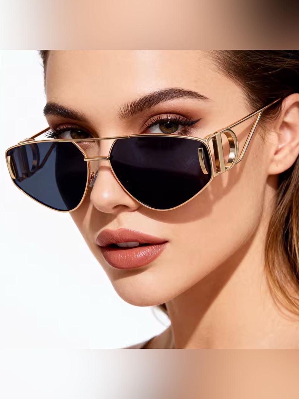 & Other Stories Gold Frame Black Lens Women's Sunglasses